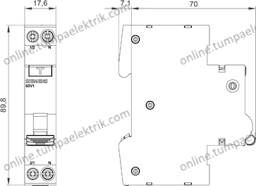 5SV1313-7KK16 1X16A 30mA A Tip Otomat Tip K.A.K