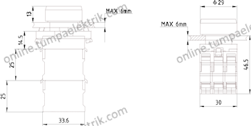 3SB6116-0DB30-1BA0 1NO 230V Ac Sarı Komp Led Buton