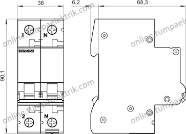 5SL6520-7 Otomatik Sigorta 20A C Tipi 1Faz Nötr