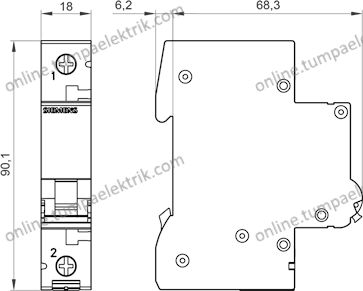 5SL6101-7 Otomatik Sigorta 1A C Tipi 1Faz 6kA