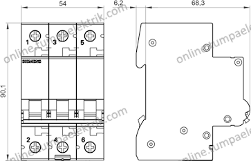 5SL6316-7 Otomatik Sigorta 16A C Tipi 3Faz 6kA