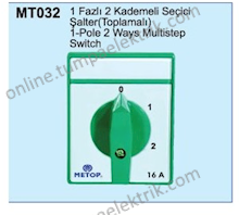 MT032 10A 1 Faz 2 Kademeli Seçici Komütatör Şalter