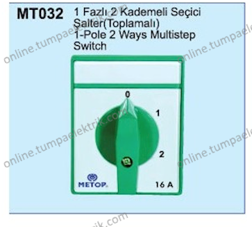 MT032 25A 1 Faz 2 Kademeli Seçici Komütatör Şalter