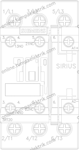 3RT2028-1BB40 Sirius Kontaktör 40A 24V DC 18,5kW