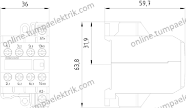 3TG1010-0BB4 Mini Kontaktör 8.4A 24V DC 4kW 4NO