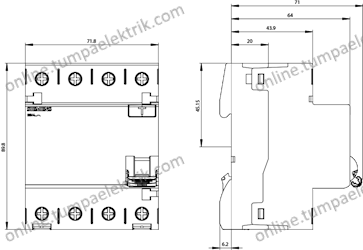 5SV4344-0 Kaçak Akım Rölesi 40A 30mA 400V 3Faz
