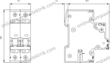 5SY4250-7 Otomatik Sigorta 50A C Tipi 2Faz 10kA