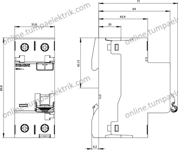 5SV3617-6 Kaçak Akım Rölesi 80A 300mA 230V 1Faz