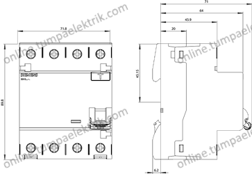 5SV3642-6 Kaçak Akım Rölesi 25A 300mA 400V 3Faz